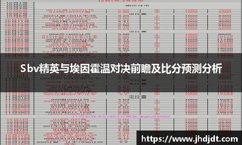 Sbv精英与埃因霍温对决前瞻及比分预测分析